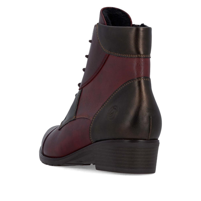 Remonte D6882-35 Burgundy Leather Womens Ankle Boot