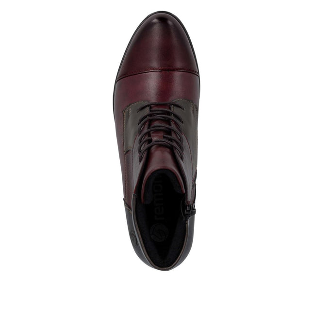 Remonte D6882-35 Burgundy Leather Womens Ankle Boot