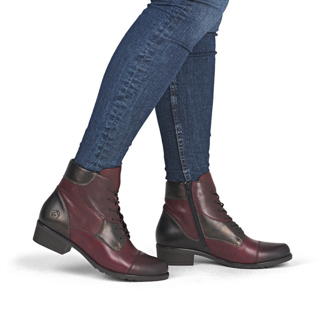 Remonte D6882-35 Burgundy Leather Womens Ankle Boot