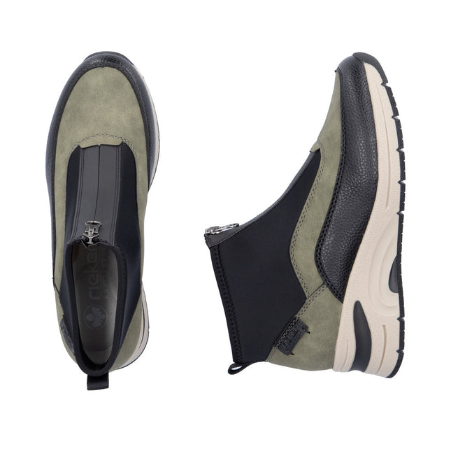 Rieker N9362-54 Green Womens Ankle Wedge Boot