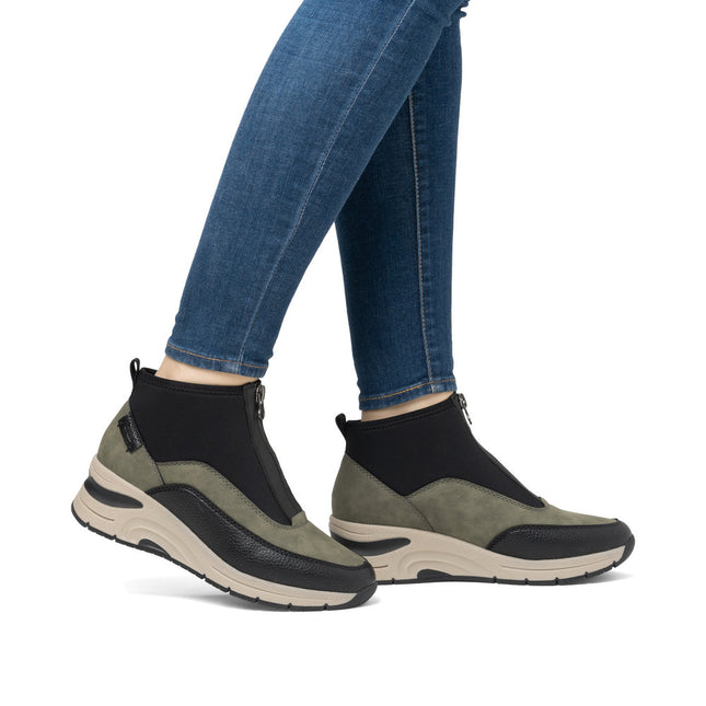 Rieker N9362-54 Green Womens Ankle Wedge Boot