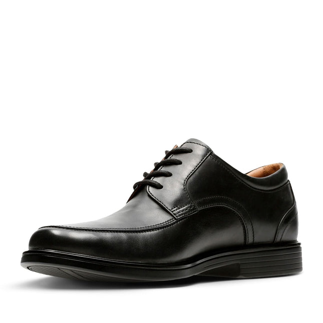 Clarks Un Aldric Park Black Leather - Wide Width