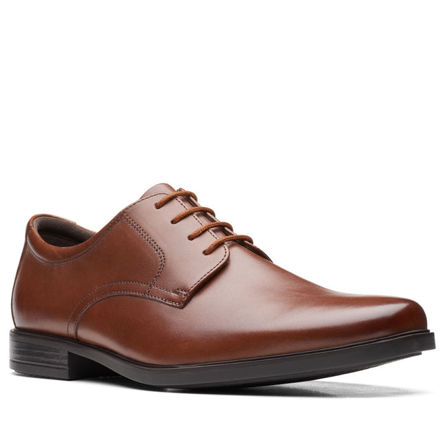 Clarks Howard Walk Dark Tan Leather - Wide Width