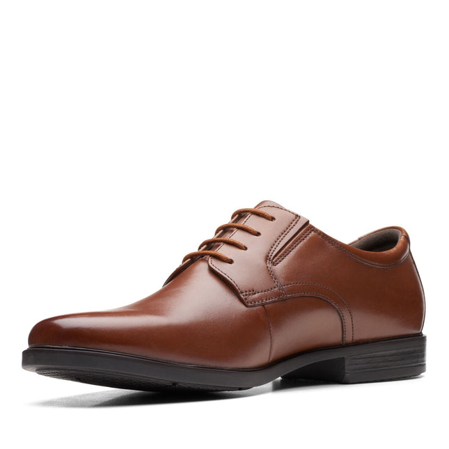 Clarks Howard Walk Dark Tan Leather - Wide Width