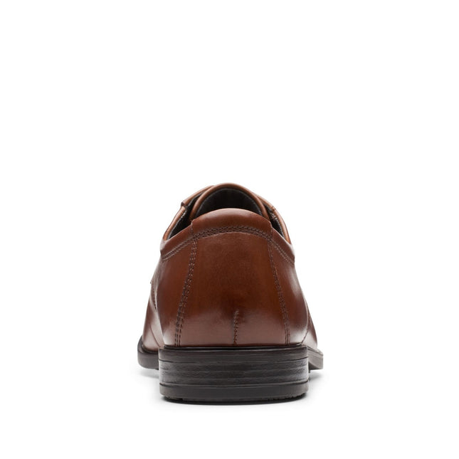 Clarks Howard Walk Dark Tan Leather - Wide Width