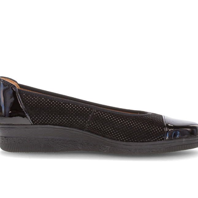 Gabor Women’s 06.402.87 Petunia Black Patent & Suede Wedge Pump – Comfort Slip-On Shoe