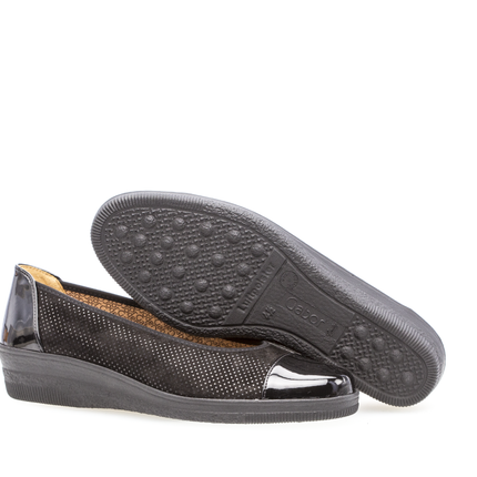 Gabor Women’s 06.402.87 Petunia Black Patent & Suede Wedge Pump – Comfort Slip-On Shoe