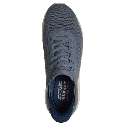 Skechers 118312 — SKECHERS SLIP-INS: BOBS SPORT SQUAD CHAOS - SOLID STEP SLT Blue Slip-Ins Engineered Knit Bungee Mens Trainers