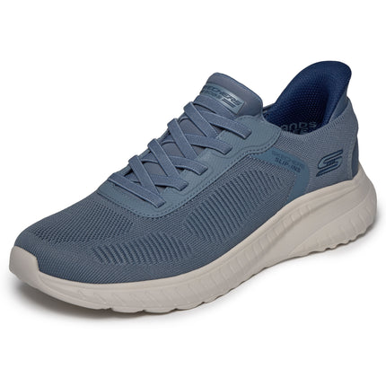 Skechers 118312 — SKECHERS SLIP-INS: BOBS SPORT SQUAD CHAOS - SOLID STEP SLT Blue Slip-Ins Engineered Knit Bungee Mens Trainers