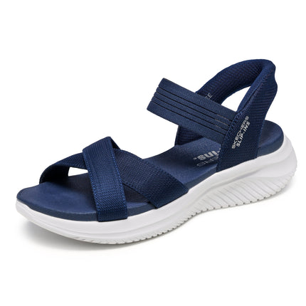 Skechers 119975 — SKECHERS SLIP-INS: ULTRA FLEX 3.0 - NEVER Slip-Ins Cross Band Sling Back W/ Yoga Foam NVY Blue Ladies Sandals