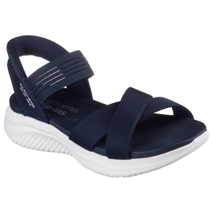 Skechers 119975 — SKECHERS SLIP-INS: ULTRA FLEX 3.0 - NEVER Slip-Ins Cross Band Sling Back W/ Yoga Foam NVY Blue Ladies Sandals