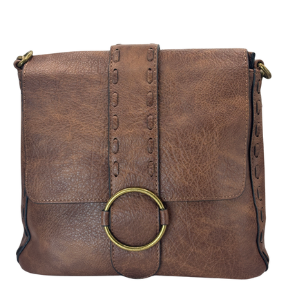Concept Crossbody Bag with Boho Strap Brown