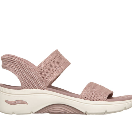 Skechers 140844 — GO WALK ARCH FIT 2.0 SANDAL Slip-Ins Shiny Yarn Knit Quarter Strap Sandal W/ Quilted Footbed Pink Ladies Sandals