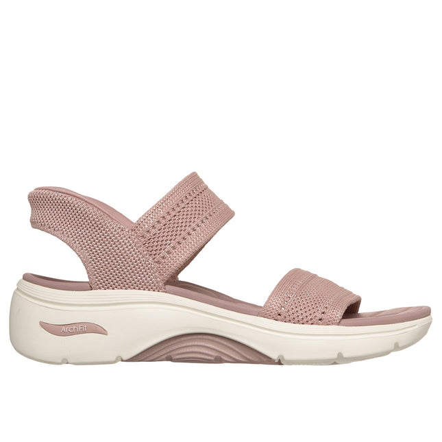 Skechers 140844 — GO WALK ARCH FIT 2.0 SANDAL Slip-Ins Shiny Yarn Knit Quarter Strap Sandal W/ Quilted Footbed Pink Ladies Sandals