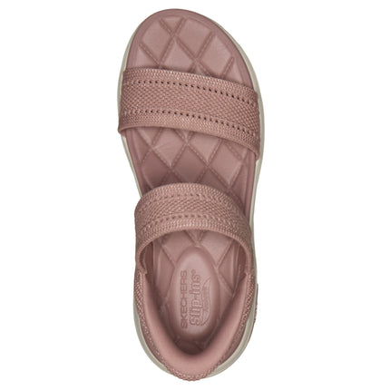 Skechers 140844 — GO WALK ARCH FIT 2.0 SANDAL Slip-Ins Shiny Yarn Knit Quarter Strap Sandal W/ Quilted Footbed Pink Ladies Sandals