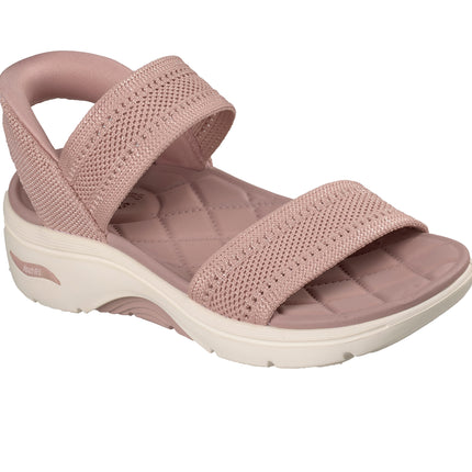 Skechers 140844 — GO WALK ARCH FIT 2.0 SANDAL Slip-Ins Shiny Yarn Knit Quarter Strap Sandal W/ Quilted Footbed Pink Ladies Sandals