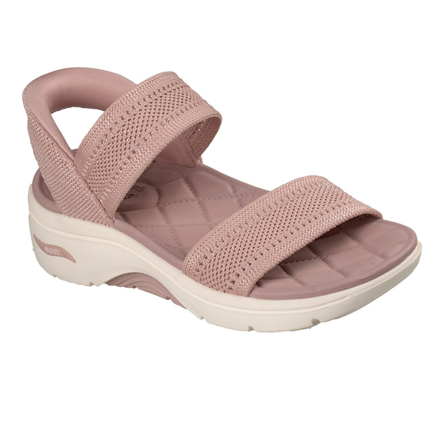 Skechers 140844 — GO WALK ARCH FIT 2.0 SANDAL Slip-Ins Shiny Yarn Knit Quarter Strap Sandal W/ Quilted Footbed Pink Ladies Sandals