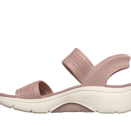 Skechers 140844 — GO WALK ARCH FIT 2.0 SANDAL Slip-Ins Shiny Yarn Knit Quarter Strap Sandal W/ Quilted Footbed Pink Ladies Sandals