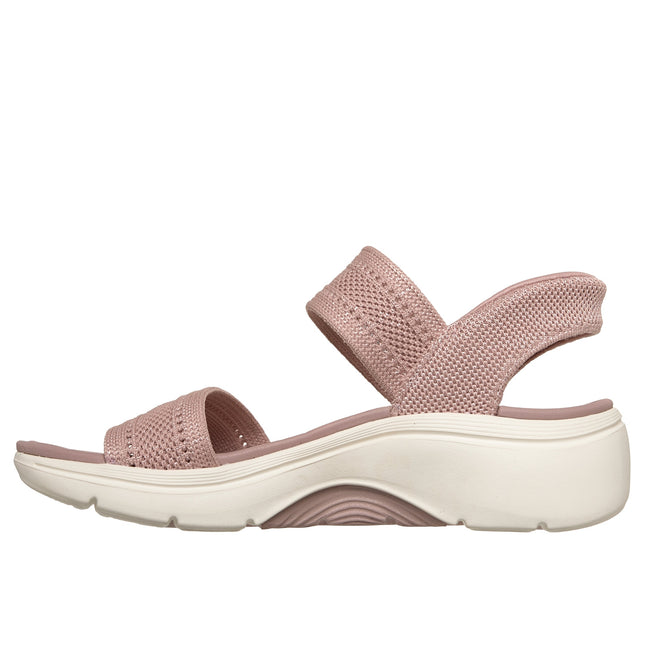 Skechers 140844 — GO WALK ARCH FIT 2.0 SANDAL Slip-Ins Shiny Yarn Knit Quarter Strap Sandal W/ Quilted Footbed Pink Ladies Sandals
