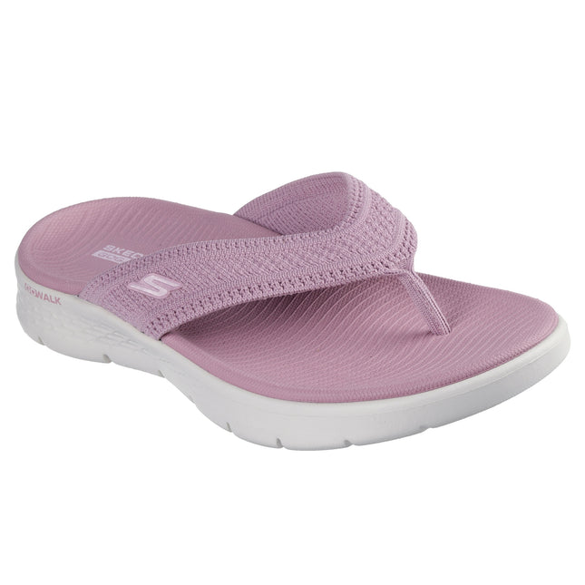 Skechers 141459 — GO WALK FLEX SANDAL - HOLLY Quick-Dry Textured Knit 3 Point Sandal Pink Ladies Slides Sandals