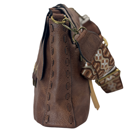 Concept Crossbody Bag with Boho Strap Brown