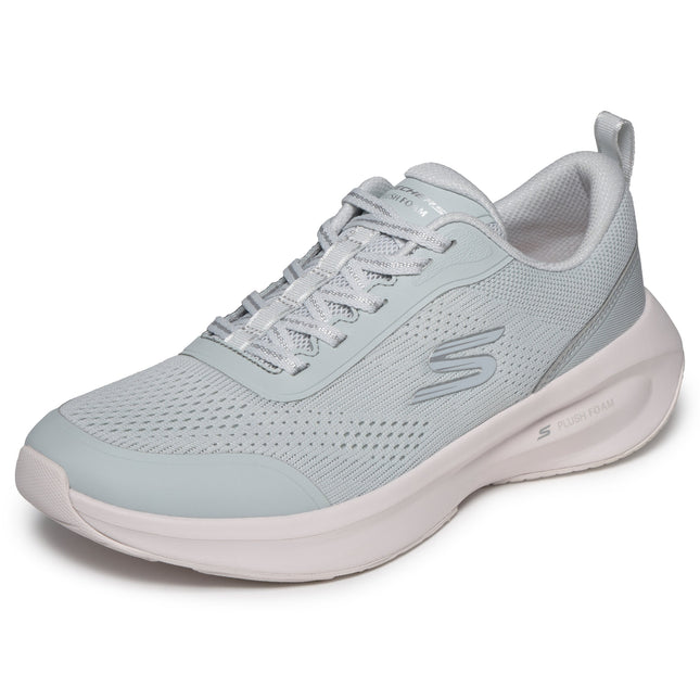 Skechers 150572 — SKECHERS PLUSH FOAM Engineered Mesh Lace-Up W/Air-Cooled Mf GYPK Grey Ladies Trainers