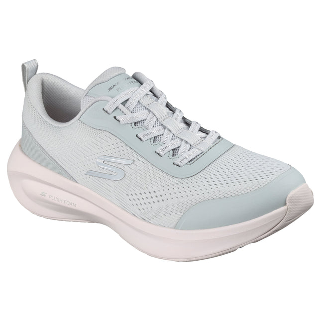 Skechers 150572 — SKECHERS PLUSH FOAM Engineered Mesh Lace-Up W/Air-Cooled Mf GYPK Grey Ladies Trainers
