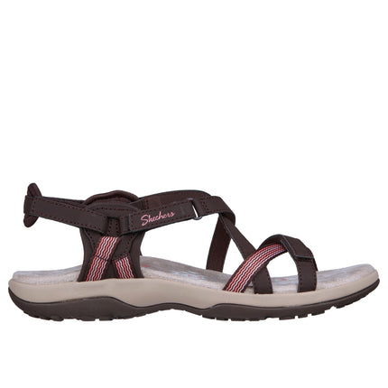 Skechers 163115 — REGGAE SLIM - SUN ARRAY Strappy Adjustable Slingback W/ Memory Foam CHOC Brown Ladies Sandals