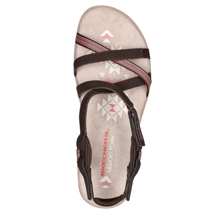 Skechers 163115 — REGGAE SLIM - SUN ARRAY Strappy Adjustable Slingback W/ Memory Foam CHOC Brown Ladies Sandals