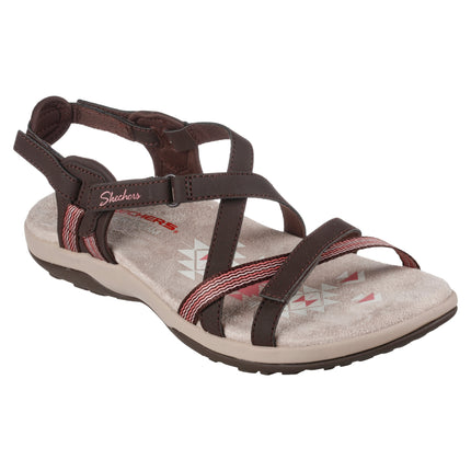 Skechers 163115 — REGGAE SLIM - SUN ARRAY Strappy Adjustable Slingback W/ Memory Foam CHOC Brown Ladies Sandals