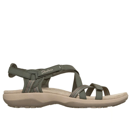 Skechers 163115 — REGGAE SLIM - SUN ARRAY Strappy Adjustable Slingback W/ Memory Foam Olive Green