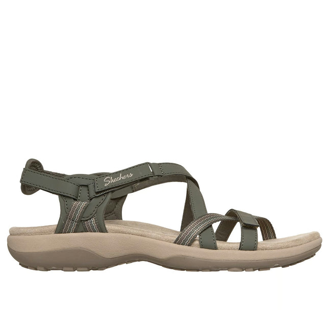 Skechers 163115 — REGGAE SLIM - SUN ARRAY Strappy Adjustable Slingback W/ Memory Foam Olive Green