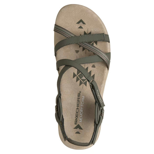 Skechers 163115 — REGGAE SLIM - SUN ARRAY Strappy Adjustable Slingback W/ Memory Foam Olive Green