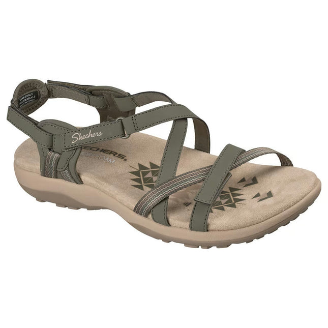 Skechers 163115 — REGGAE SLIM - SUN ARRAY Strappy Adjustable Slingback W/ Memory Foam Olive Green