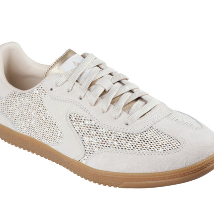 Skechers 185354 — HOTSHOT - MESHING WELL Netted Mesh & Glitter Underlay Lace-Up W/Air-Cooled Mf NAT Beige
