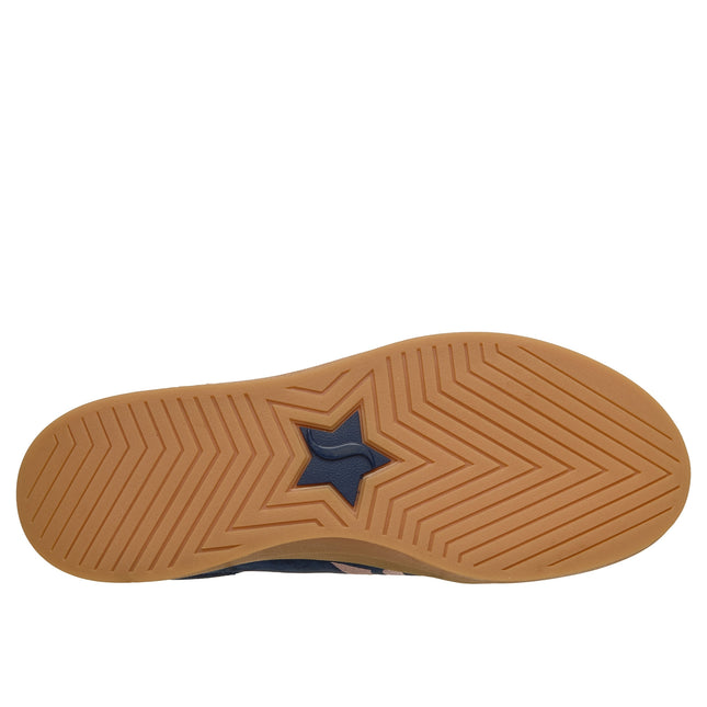Skechers 185430 — ACADEMY HI - ELEVATED ESSENCE Suede Overlay Embroidered Star Lace-Up W/Air-Cooled Mf NVPK Blue Ladies Double Soled Trainers
