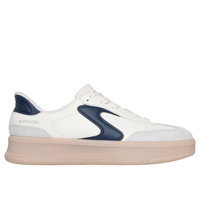 Skechers 185460 — HOTSHOT HI - LIFTED LUXE Duraleather & Suede Overlay Lace-Up Slip-Ins W/ Air-Cooled Mf OFNV Blue