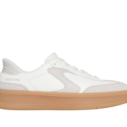 Skechers 185460 — HOTSHOT HI - LIFTED LUXE Duraleather & Suede Overlay Lace-Up Slip-Ins W/ Air-Cooled Mf OFWT White