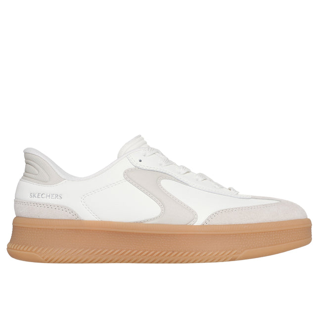 Skechers 185460 — HOTSHOT HI - LIFTED LUXE Duraleather & Suede Overlay Lace-Up Slip-Ins W/ Air-Cooled Mf OFWT White