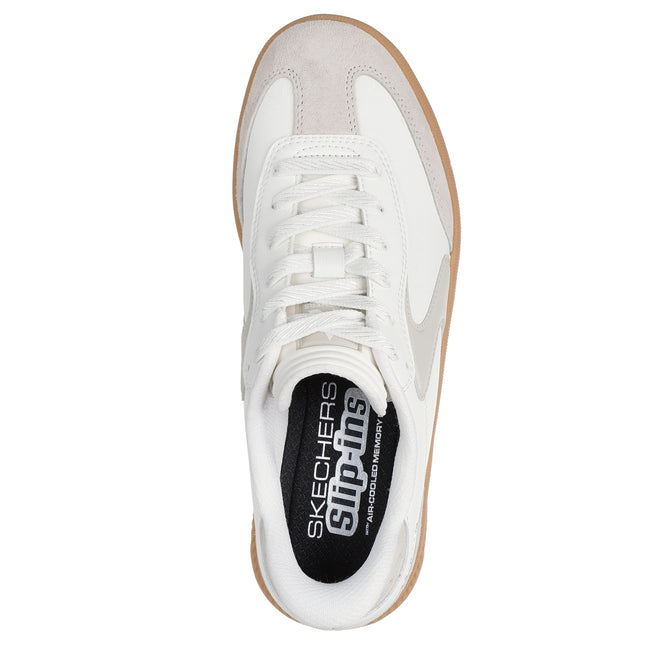 Skechers 185460 — HOTSHOT HI - LIFTED LUXE Duraleather & Suede Overlay Lace-Up Slip-Ins W/ Air-Cooled Mf OFWT White