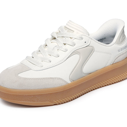 Skechers 185460 — HOTSHOT HI - LIFTED LUXE Duraleather & Suede Overlay Lace-Up Slip-Ins W/ Air-Cooled Mf OFWT White