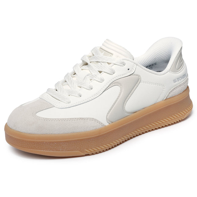 Skechers 185460 — HOTSHOT HI - LIFTED LUXE Duraleather & Suede Overlay Lace-Up Slip-Ins W/ Air-Cooled Mf OFWT White