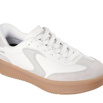 Skechers 185460 — HOTSHOT HI - LIFTED LUXE Duraleather & Suede Overlay Lace-Up Slip-Ins W/ Air-Cooled Mf OFWT White