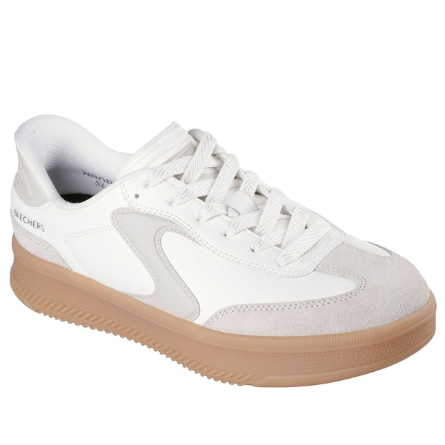 Skechers 185460 — HOTSHOT HI - LIFTED LUXE Duraleather & Suede Overlay Lace-Up Slip-Ins W/ Air-Cooled Mf OFWT White