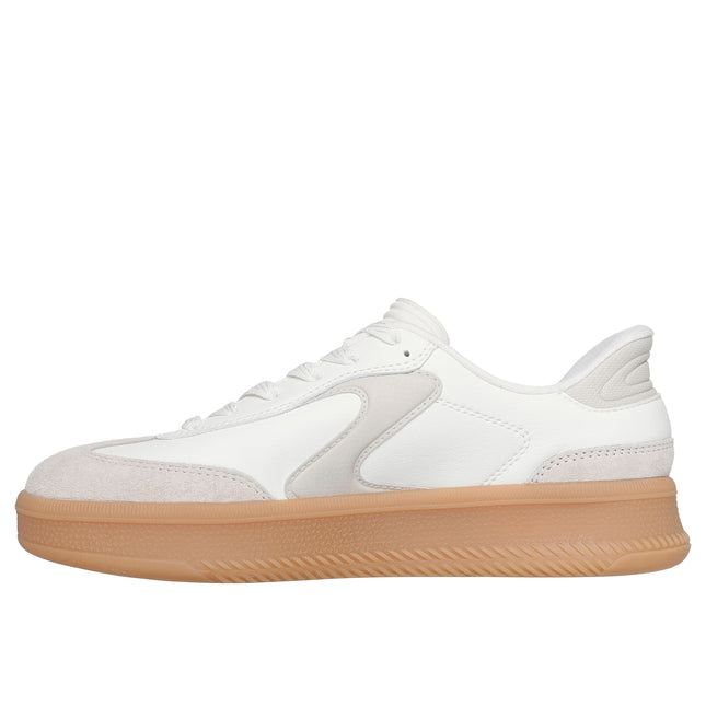Skechers 185460 — HOTSHOT HI - LIFTED LUXE Duraleather & Suede Overlay Lace-Up Slip-Ins W/ Air-Cooled Mf OFWT White