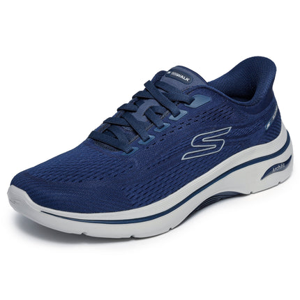 Skechers 216812 — GO WALK ARCH FIT 2.0 - PERCY NVGY Blue Slip-Ins - Circular Knit Bungee Slip-On Mens Trainers