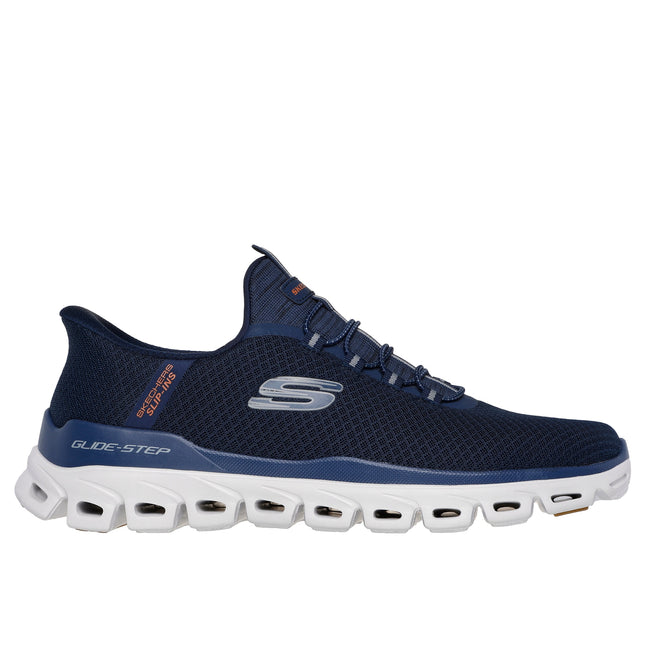 Skechers 233010 — SKECHERS SLIP-INS: GLIDE-STEP - NOXUS NVY Blue Slip-Ins Glide-Step Diamond Mesh Round Stretch Lace Slip On