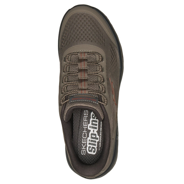 Skechers 237812 — SKECHERS SLIP-INS: GLIDE-STEP SOLE - GLOVER PEAK TPE Beige Slip-Ins Stretch Lace Engineered Mesh W/ Air Cooled Mf