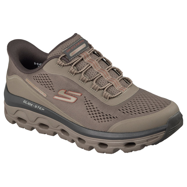Skechers 237812 — SKECHERS SLIP-INS: GLIDE-STEP SOLE - GLOVER PEAK TPE Beige Slip-Ins Stretch Lace Engineered Mesh W/ Air Cooled Mf