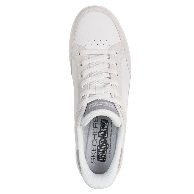 Skechers 254204 — RECOIL - PERSIUS OFWT White Slip-ins Leather Blucher Slip On Sneaker w/ Microfiber Overlays